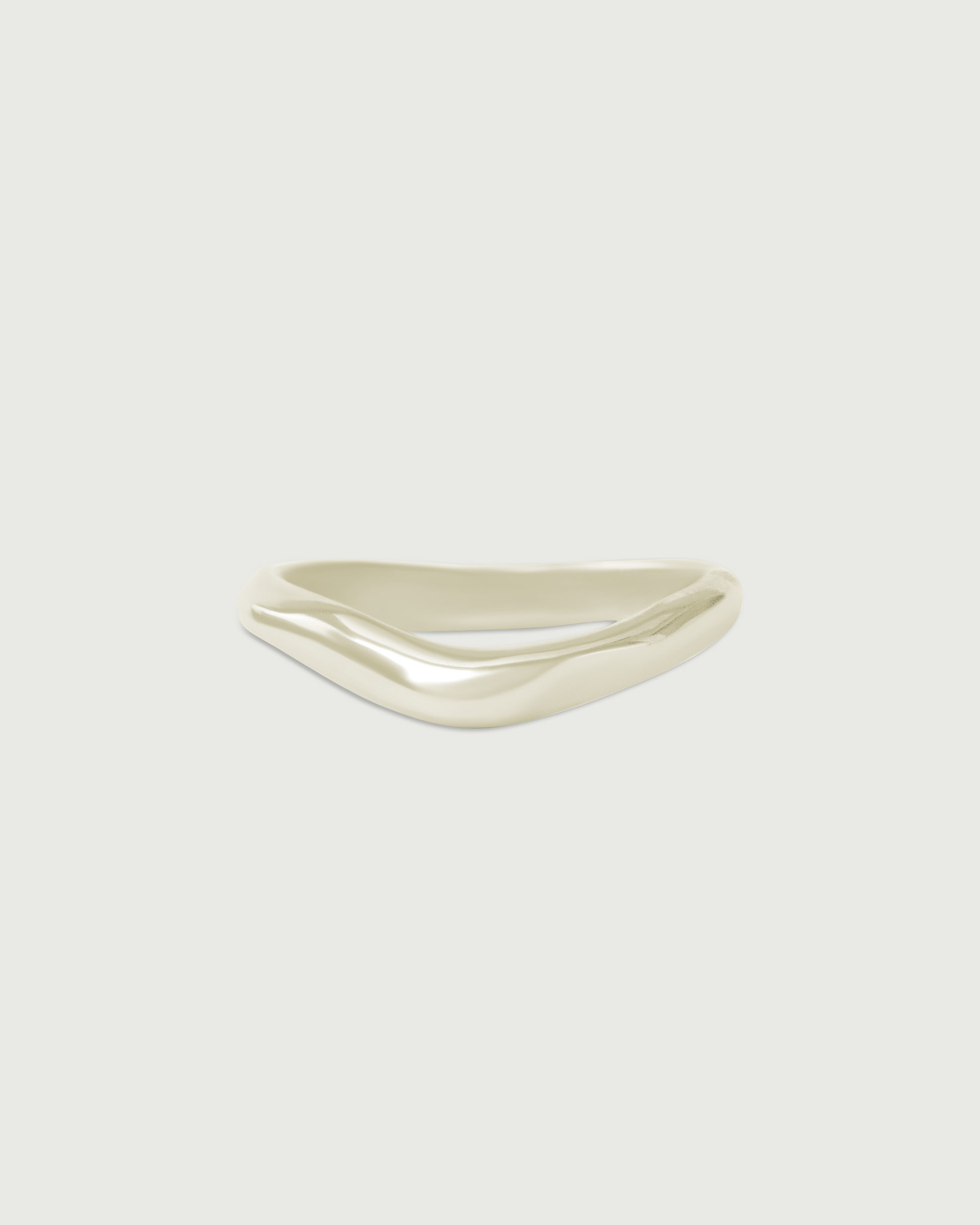 Front view of Root Curve Band in 18k White Gold
