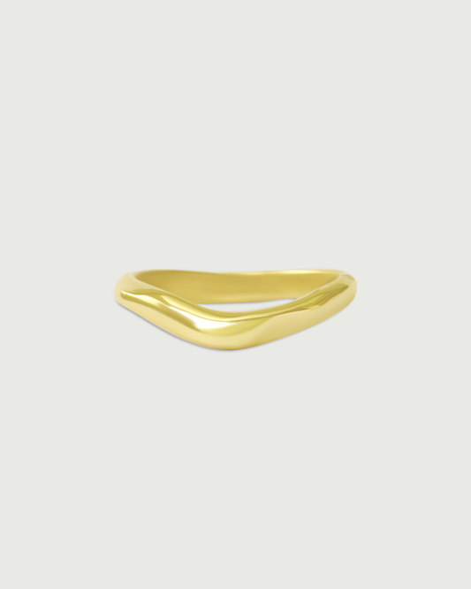 Front view of Root Curve Band in 18k Yellow Gold