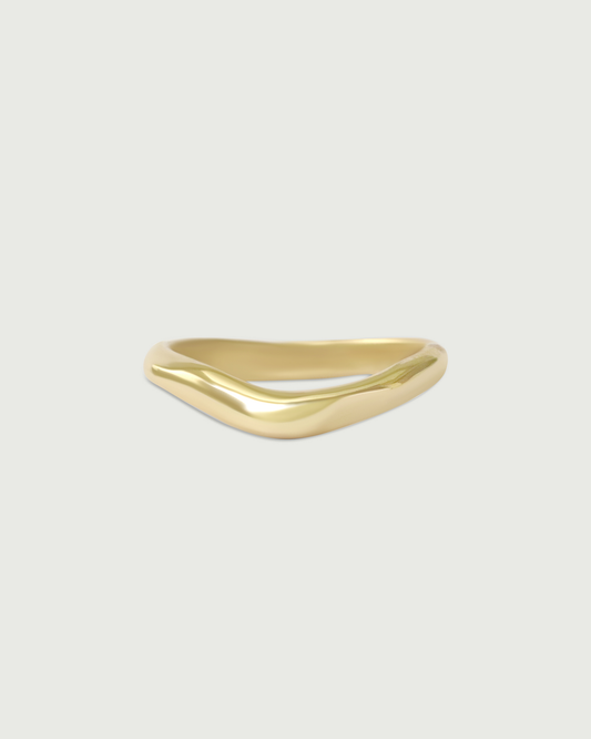 Front view of Root Curve Band in 14k Yellow Gold