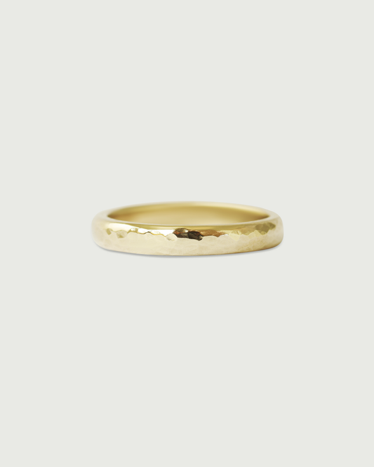 Front view of 3mm Hammered Band in 14k Yellow Gold