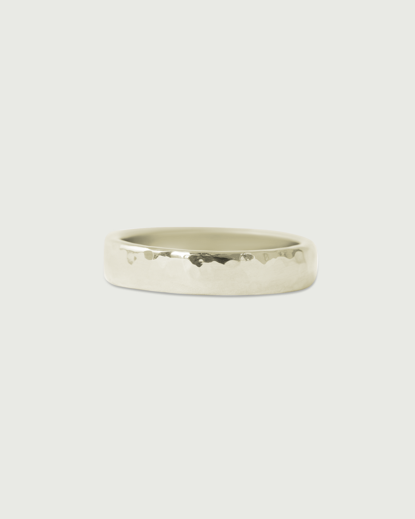 Front view of 4.5mm Hammered Band in 18k White Gold