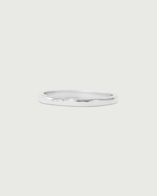 Front view of 2mm Hammered Band in Platinum