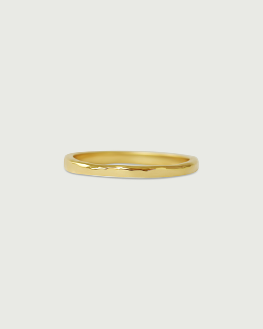 Front view of 2mm Hammered Band in 18k Yellow Gold