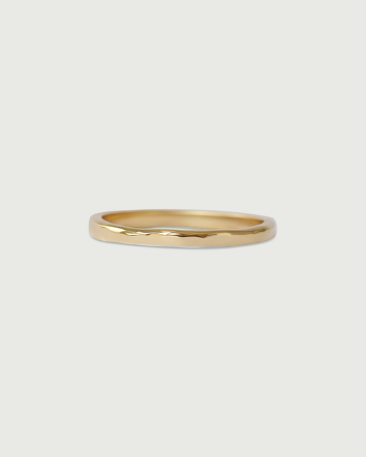 Front view of 2mm Hammered Band in 14k Yellow Gold