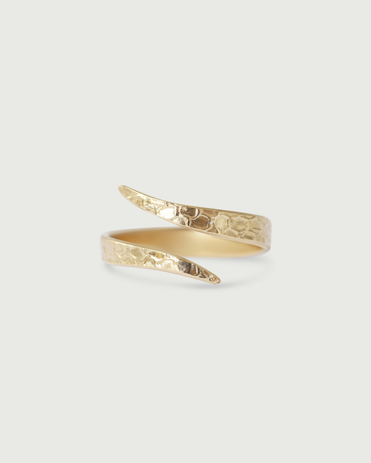 Front view of Snake Spiral Ring in 14k Yellow Gold