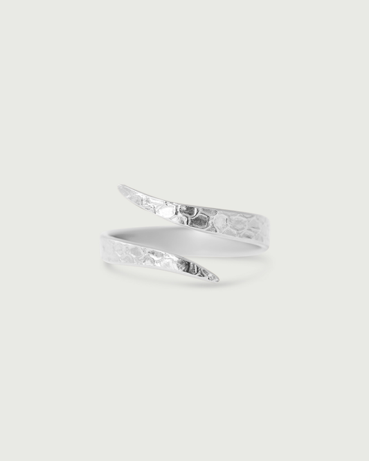 Front view of Snake Spiral Ring in Sterling Silver