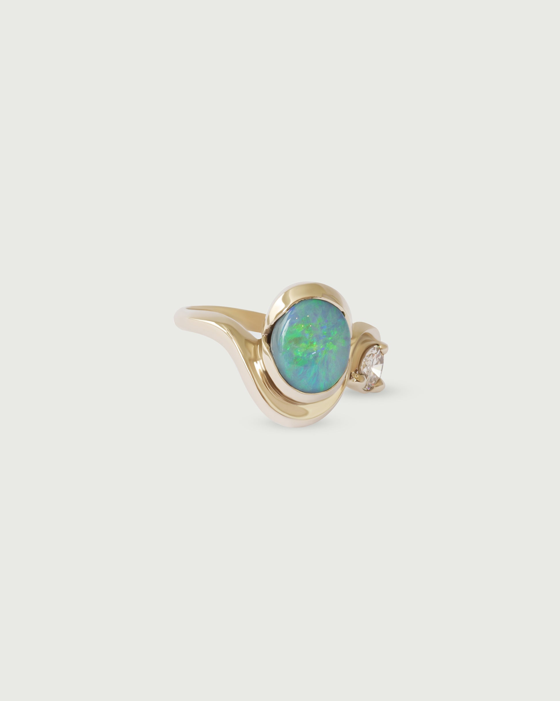 Side view of Opal Curve Ring in 14k white gold