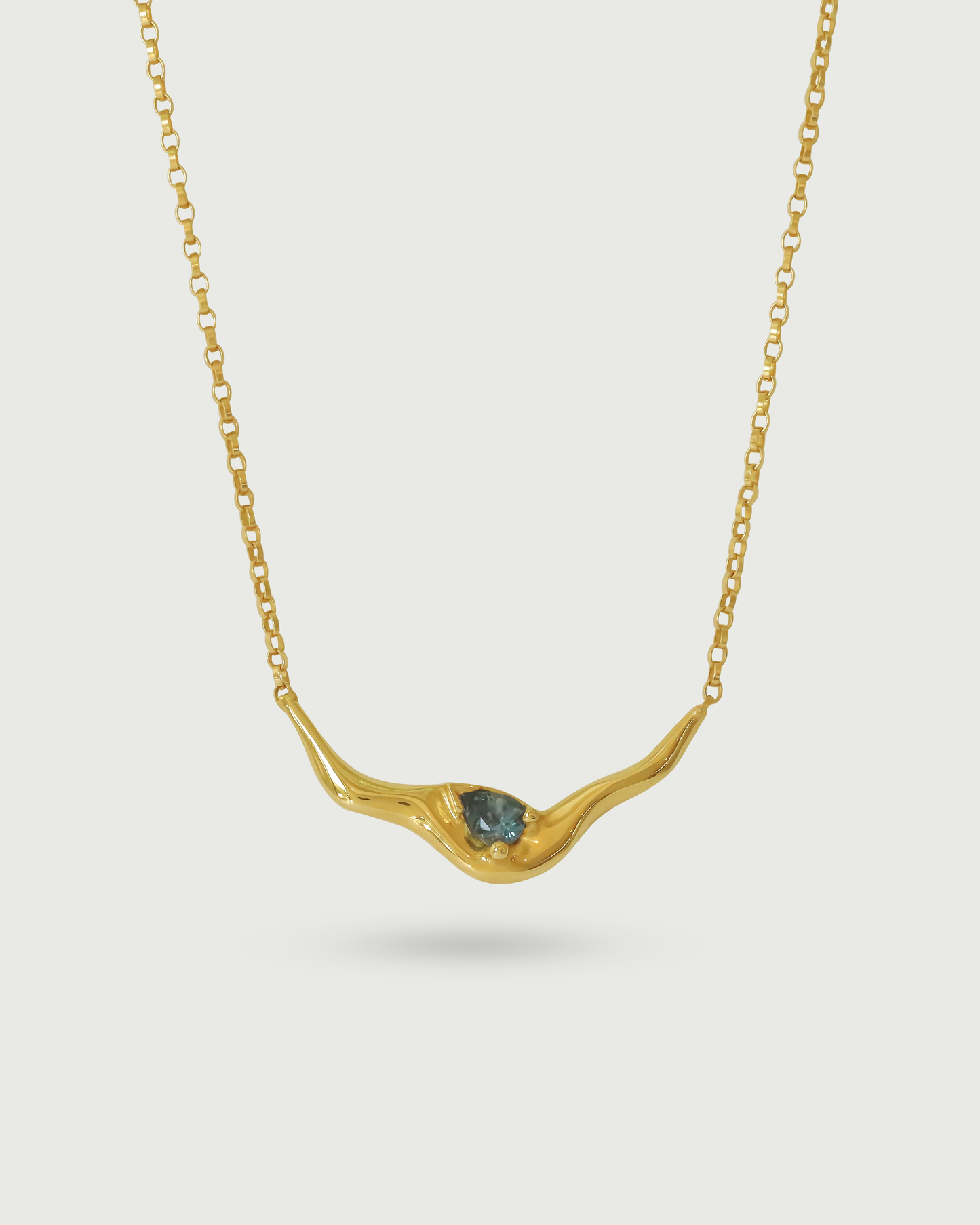 Front view of Pear Dip Necklace in 18k Yellow Gold