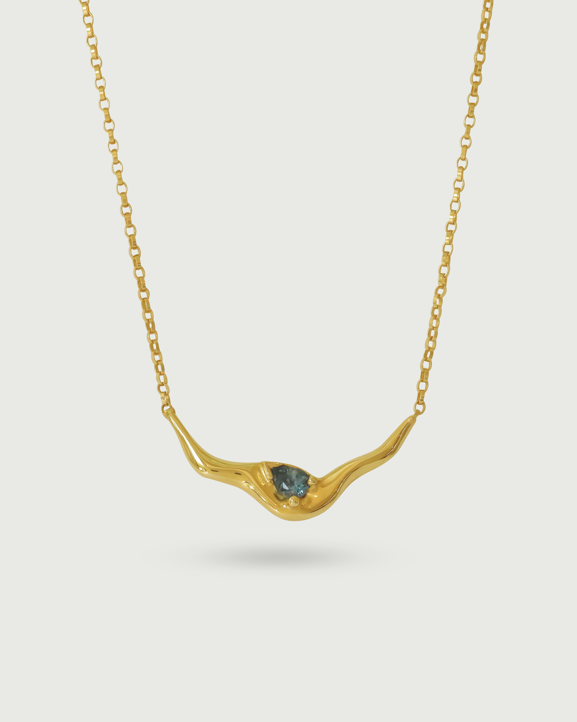 Front view of Pear Dip Necklace in 18k Yellow Gold