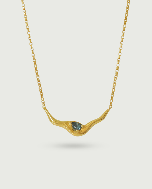 Front view of Pear Dip Necklace in 18k Yellow Gold