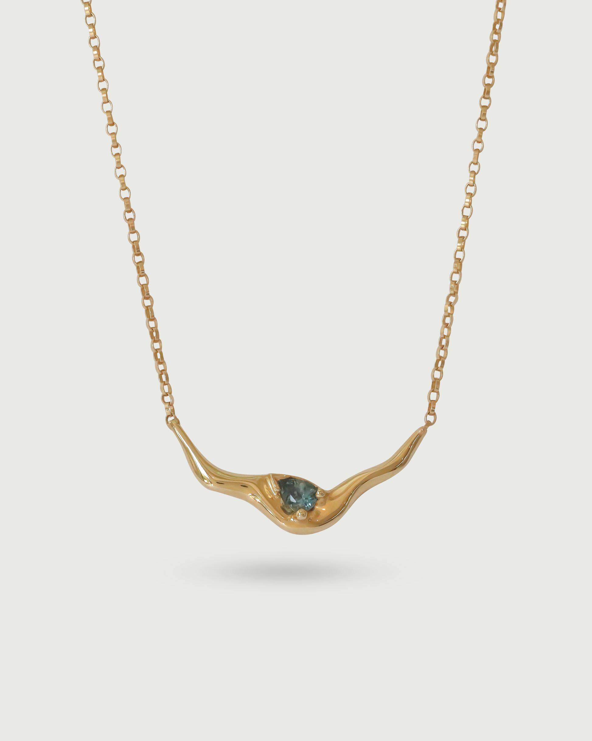 Front view of Pear Dip Necklace in 14k Yellow Gold